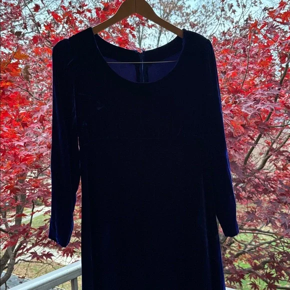 Vintage 70’s Milkmaid Velvet Goth Blue Peasant Gunne Sax 80’s Maxi Dress Gown M - Picture 8 of 17